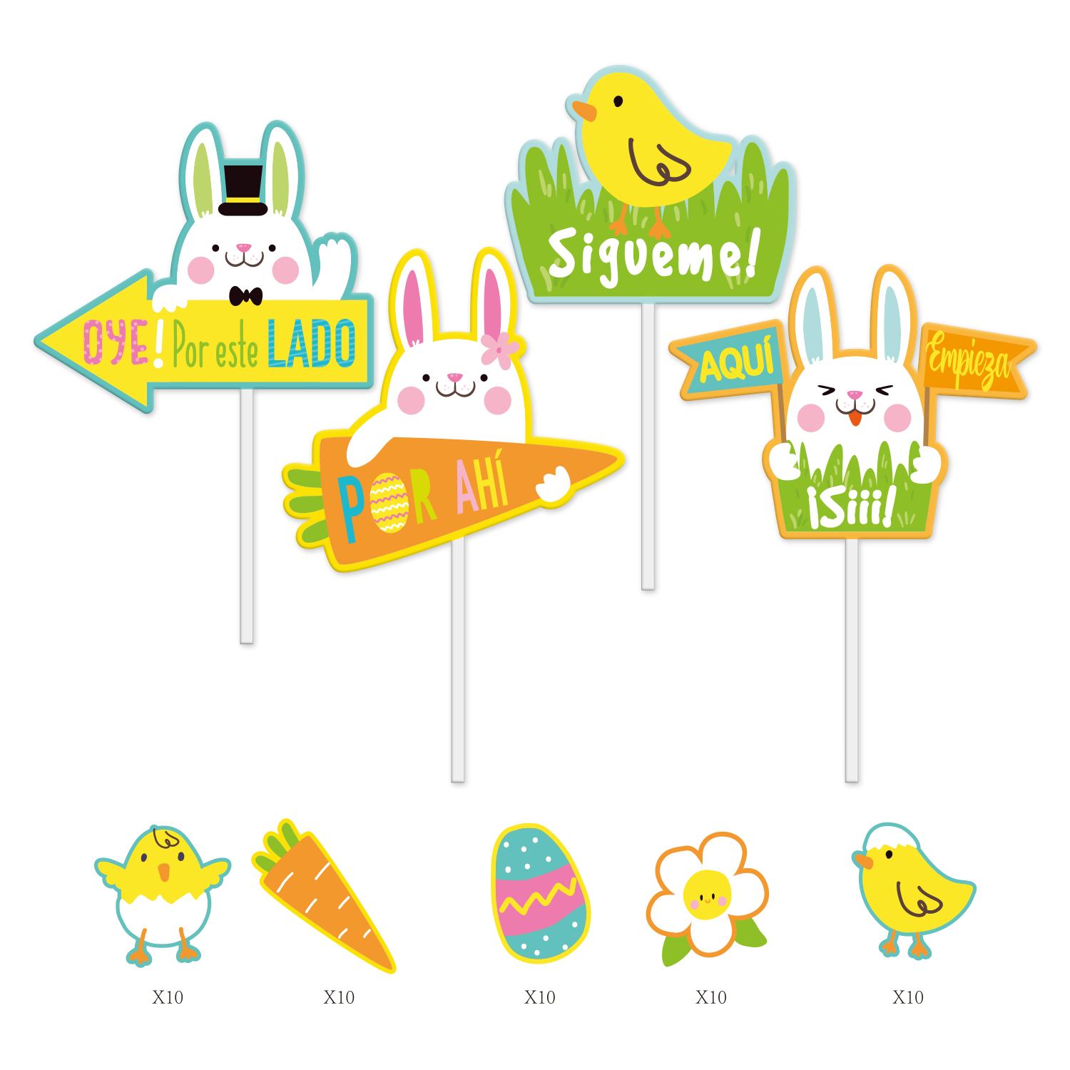 Carteles Para Jardín Búsqueda De Huevos, 54 Piezas Pascua | Big Party